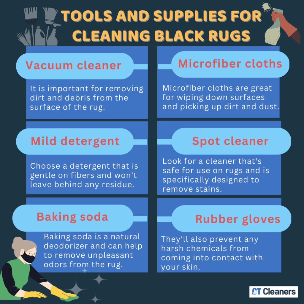 Tools and Supplies for Cleaning Black Rugs 
