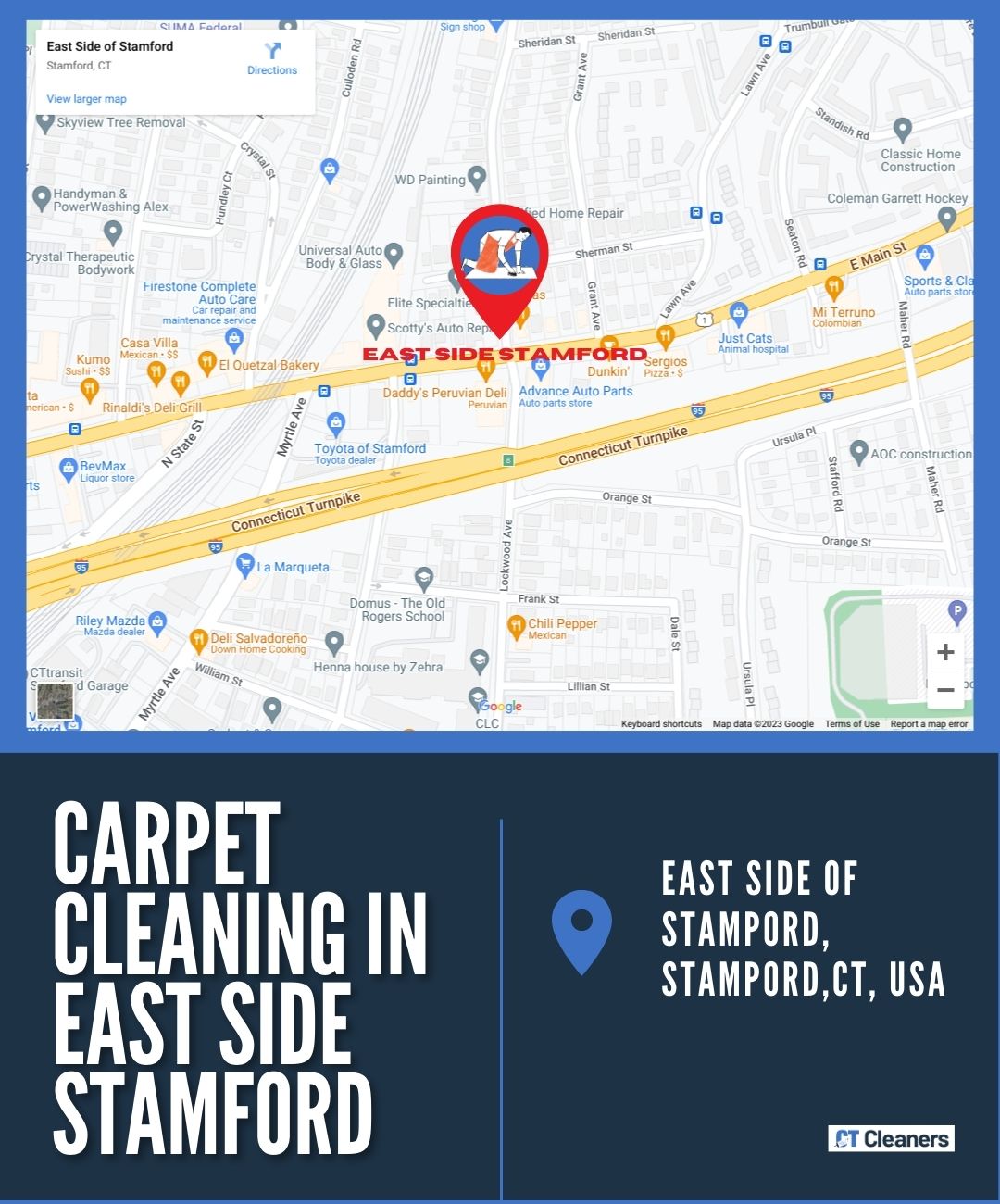 Carpet Cleaning in East Side Stamford Map