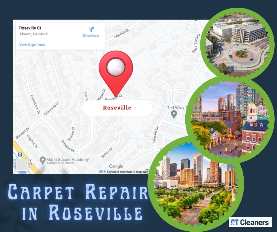Carpet Repair in Roseville Map