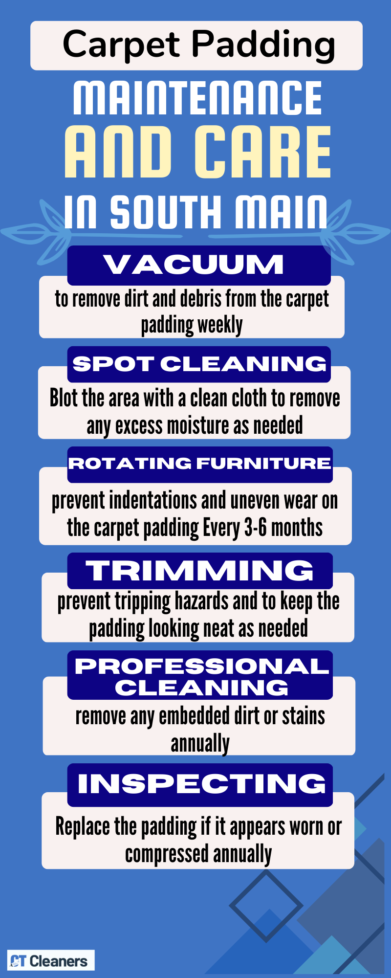 Carpet Padding Maintenance and Care in South Main