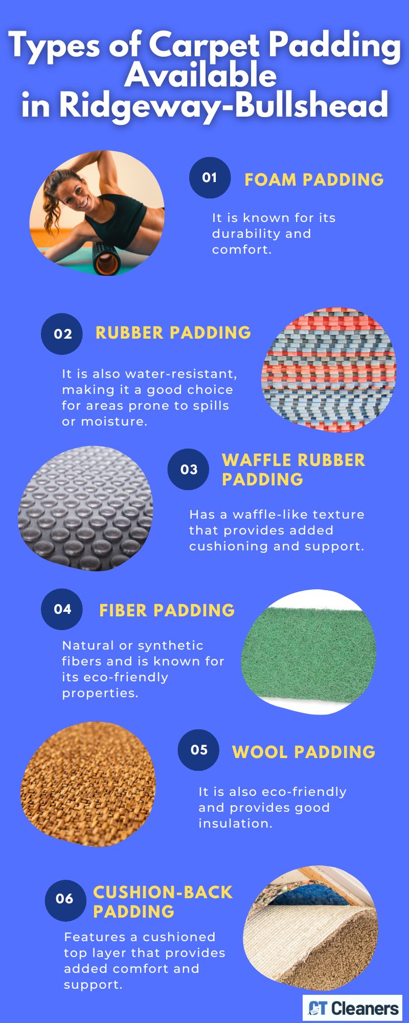 Types of Carpet Padding Available in Ridgeway-Bullshead