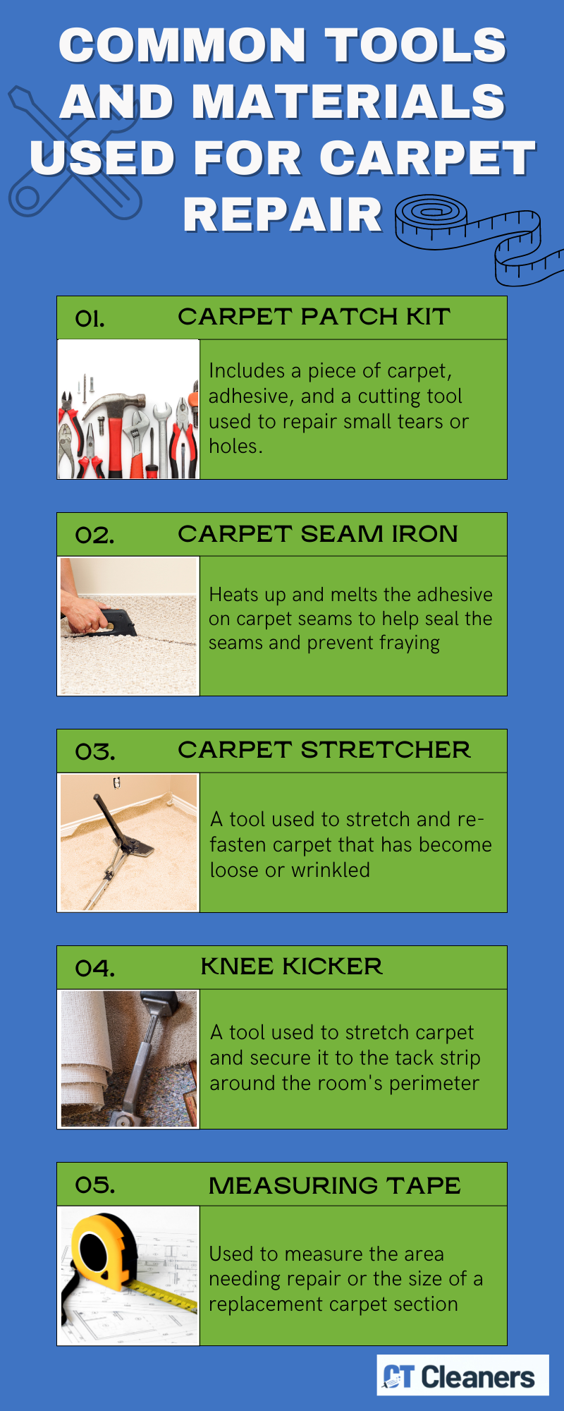 Common Tools and Materials Used for Carpet Repair